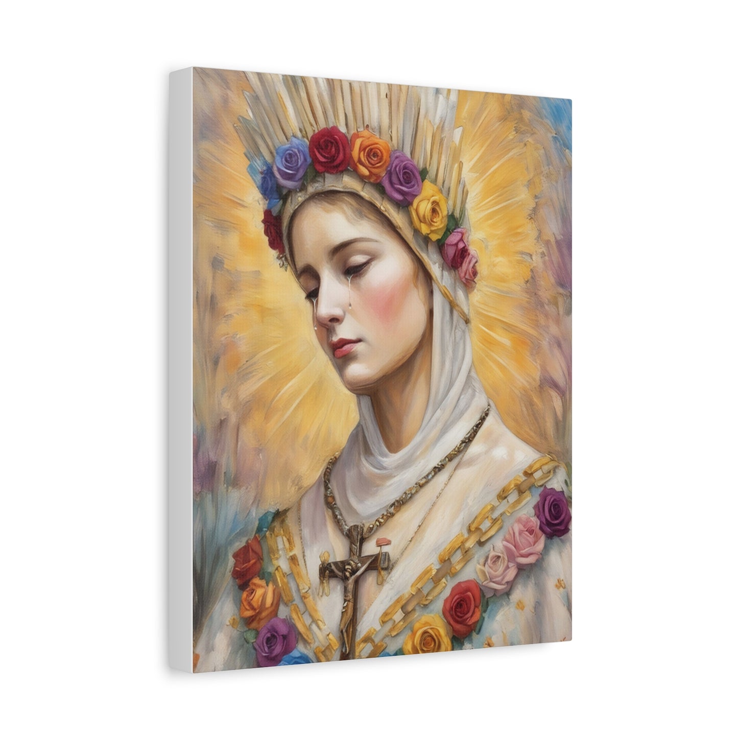 Our Lady La Salette Catholic Canvas Wall Art, Mother Mary Print Christian Decor
