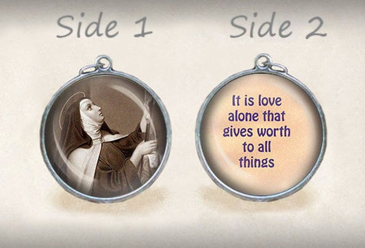 St. Teresa of Avila and Quote Love Catholic Medal Pendant Christian Religious Jewelry