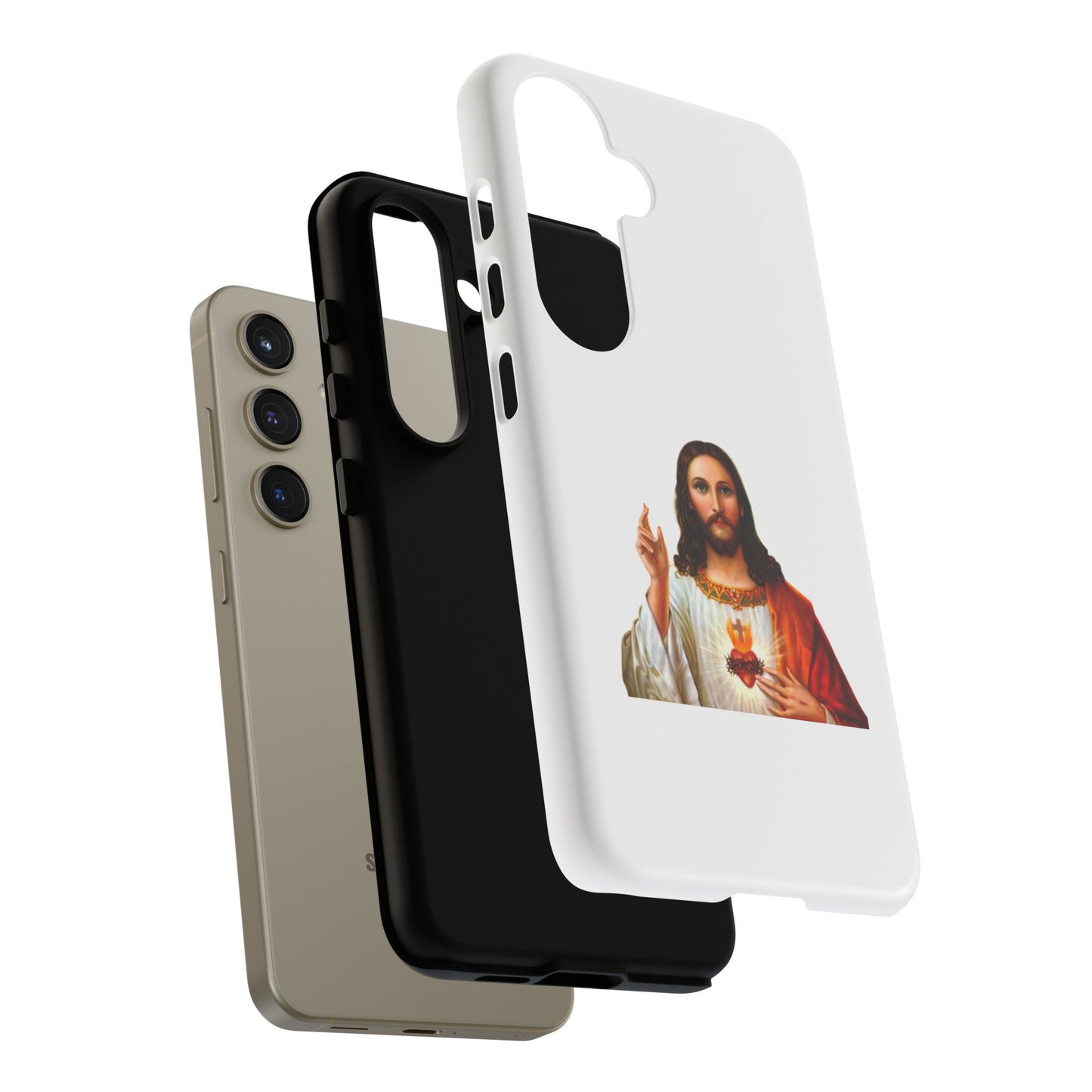 Artistic Phone Case Featuring Jesus, Tough Phone Case, Christian Gift, Religious Phone Cover, Inspirational Phone Accessory, Unique Jesus
