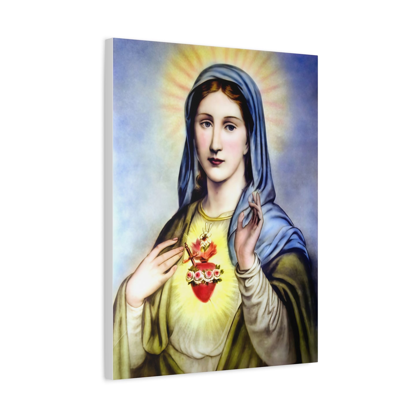 Ready to Hang - Immaculate Heart Virgin Mary Catholic Canvas Wall Art, Christian Decor