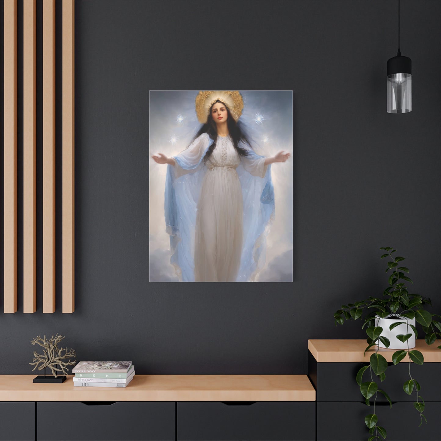 Ready to Hang - Our Lady of Stars Virgin Mary Catholic Canvas Wall Art, Christian Decor