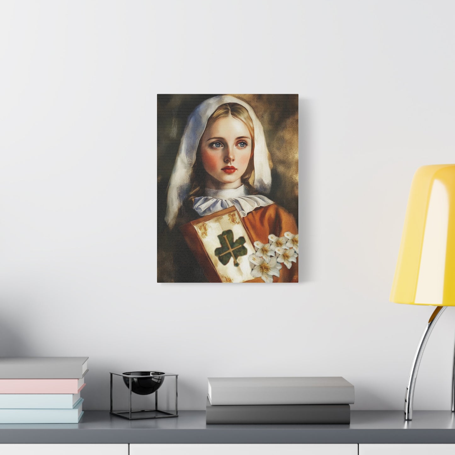St. Dymphna Catholic Canvas Wall Art, Christian Decor