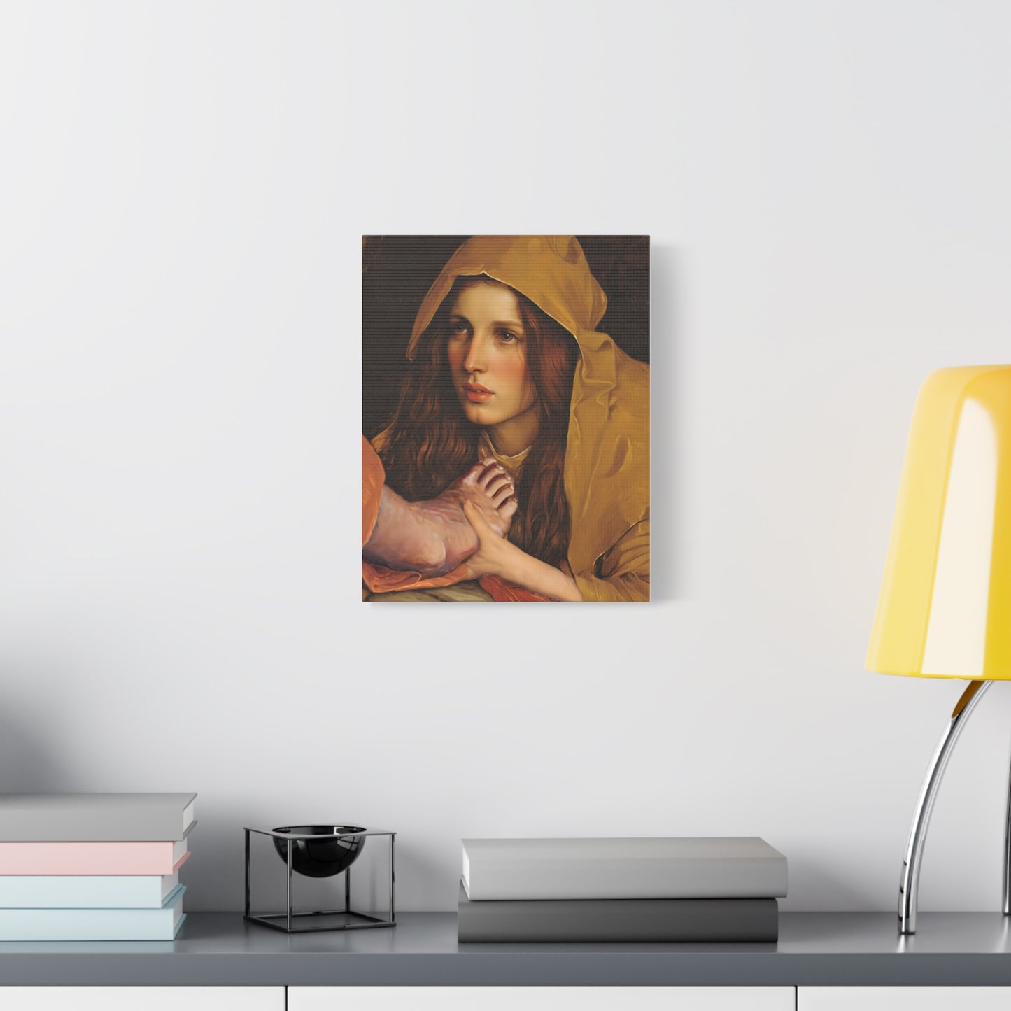 St. Mary Magdalene Anointing Jesus Feet Catholic Canvas Wall Art, Christian Decor