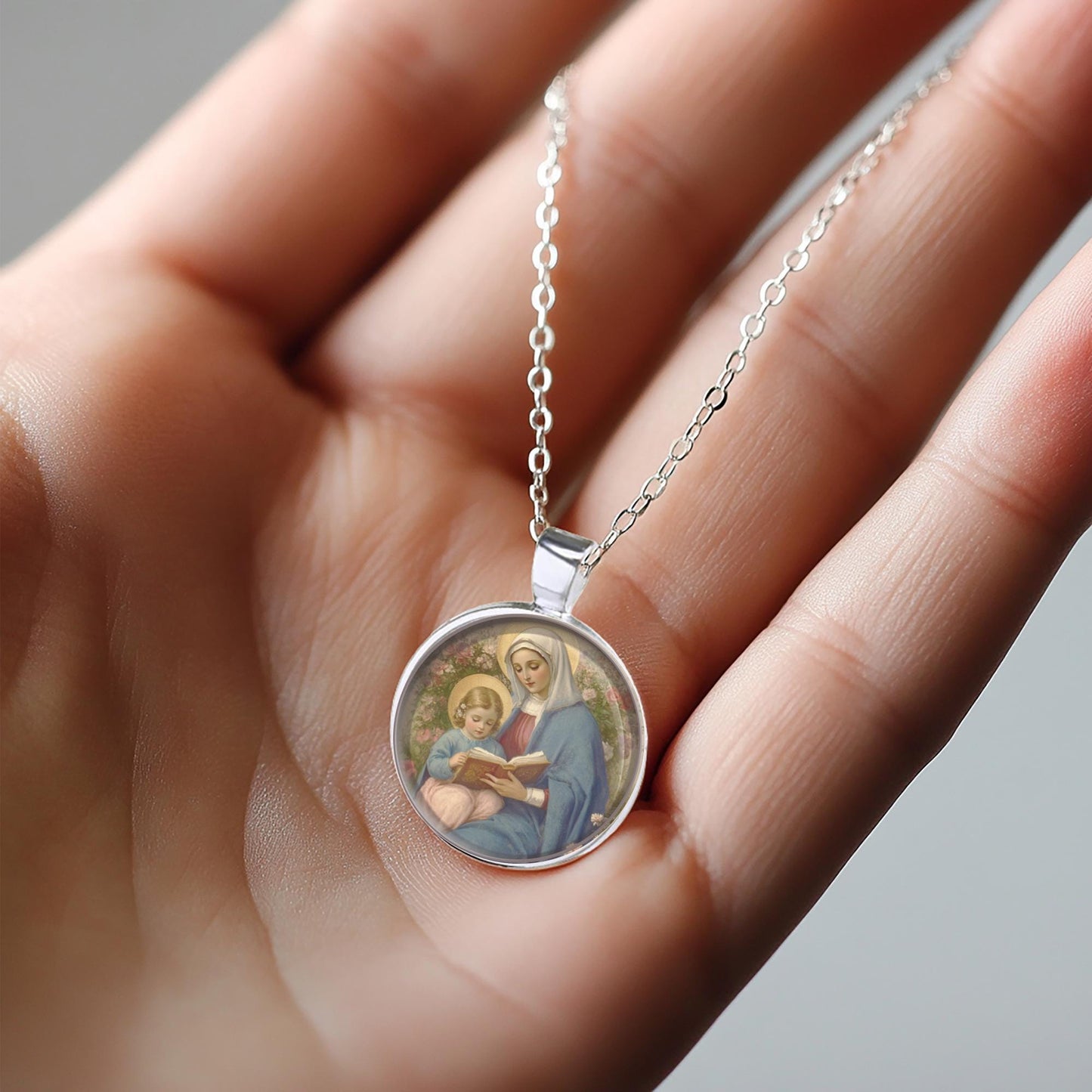 St Anne Catholic Necklace Saint Ann Patron Pendant Medal