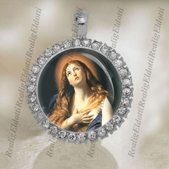 St. Mary Magdalene - Round Catholic Medal Pendant Religious Jewelry for Necklace. NEW
