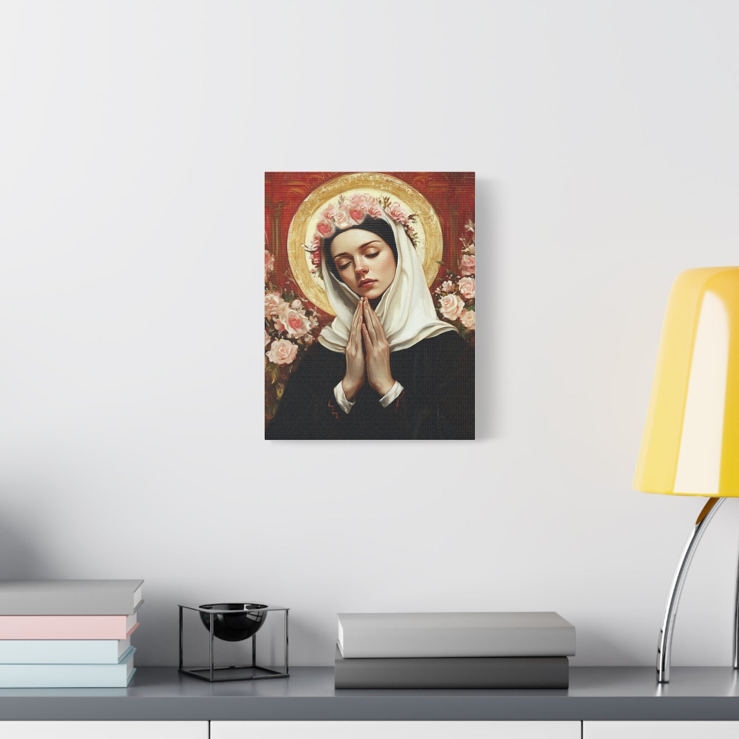 Ready To Hang - St. Rose of Lima Roses Catholic Canvas Wall Art, Christian Decor