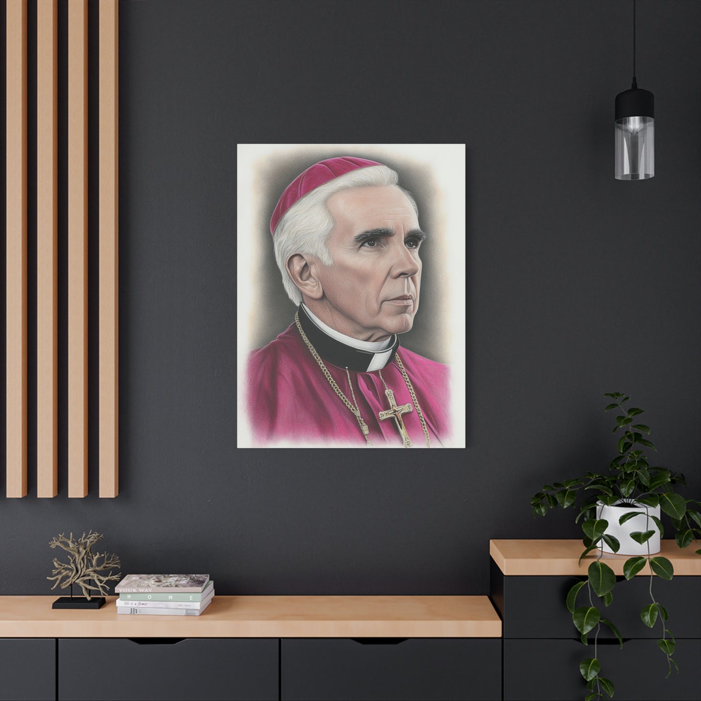 Bishop Fulton Sheen Canvas Print, Catholic Decor Wall, Gift Religious Christian