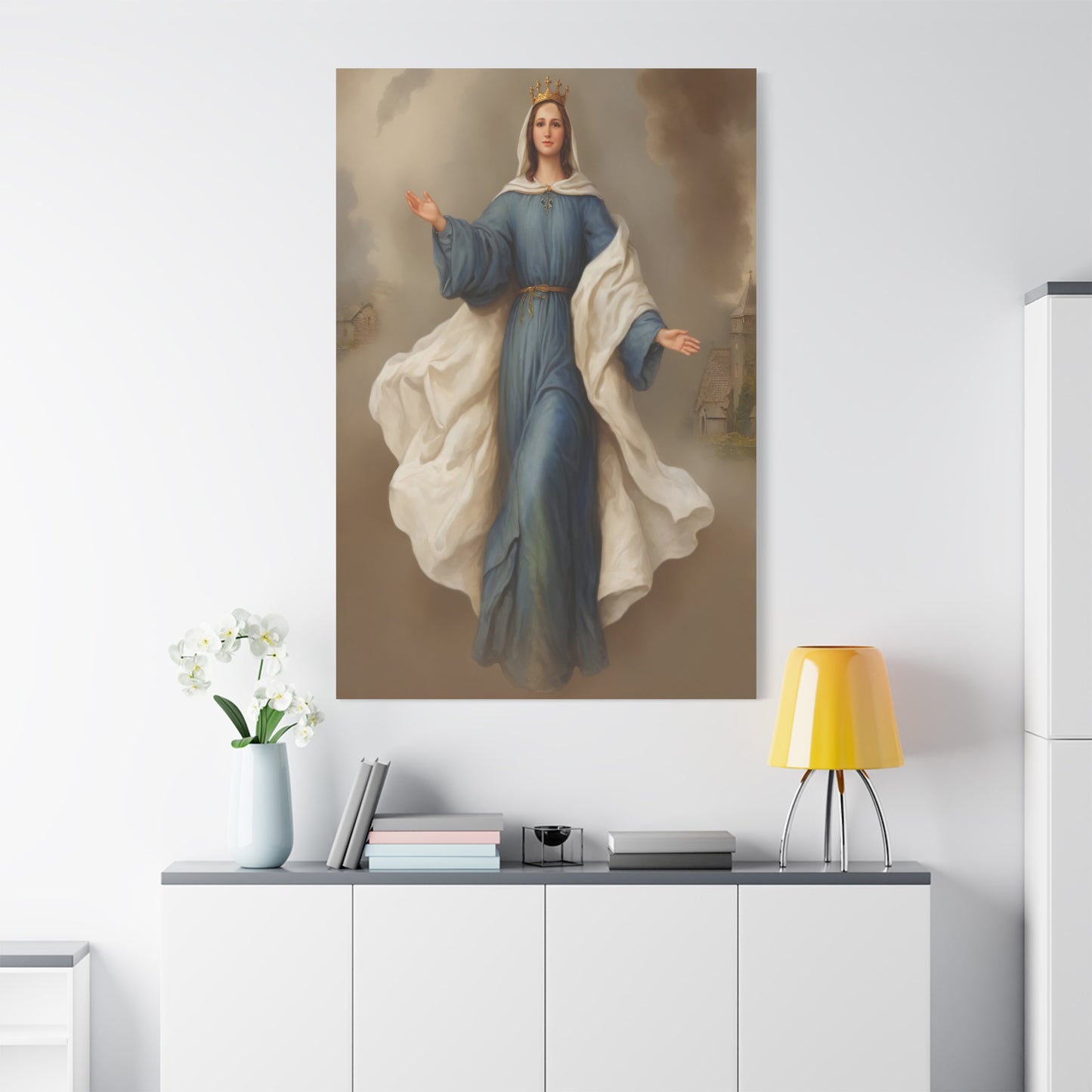 Mother Mary Our Lady of Knock Catholic Canvas Wall Art, Christian Decor