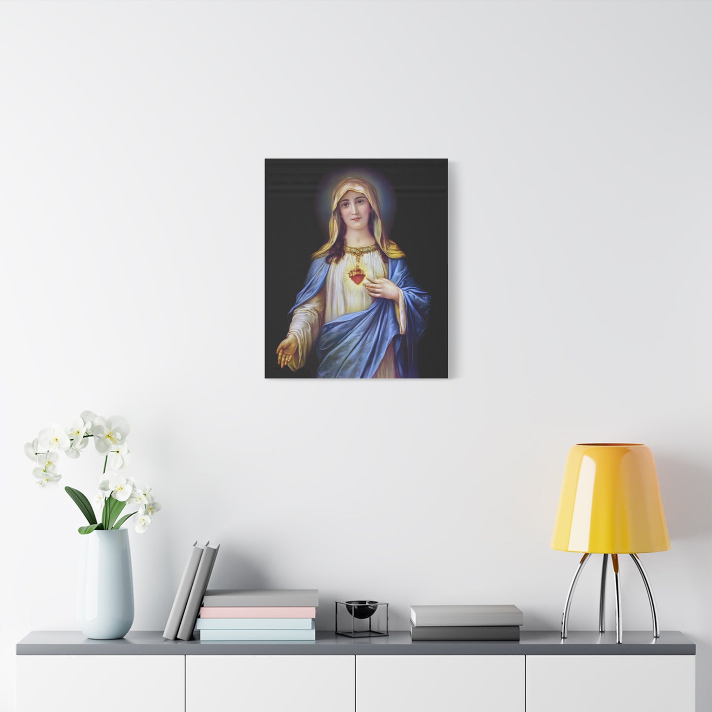 Immaculate Heart Mother Mary - Catholic Canvas Wall Art, Christian Decor