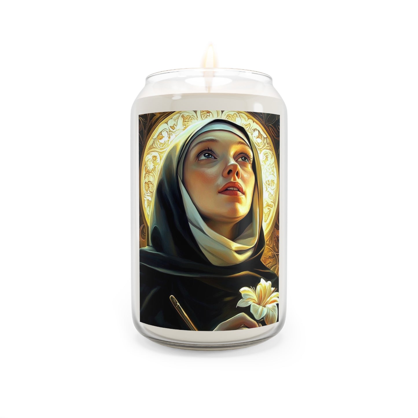 St. Catherine of Sweden Catholic Serenity Scented Candle, 13.75oz | Relaxation Gift, Home Decor, Calm Atmosphere, Religious Decor