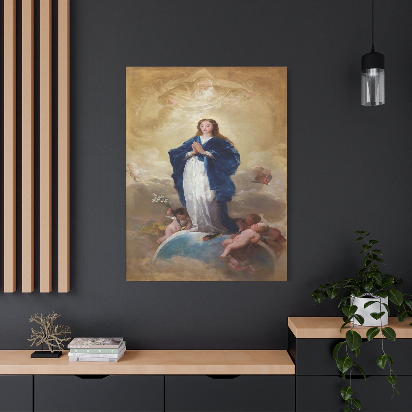 Ready To Hang - Mother Mary Immaculate Conception Catholic Canvas Wall Art, Christian Decor