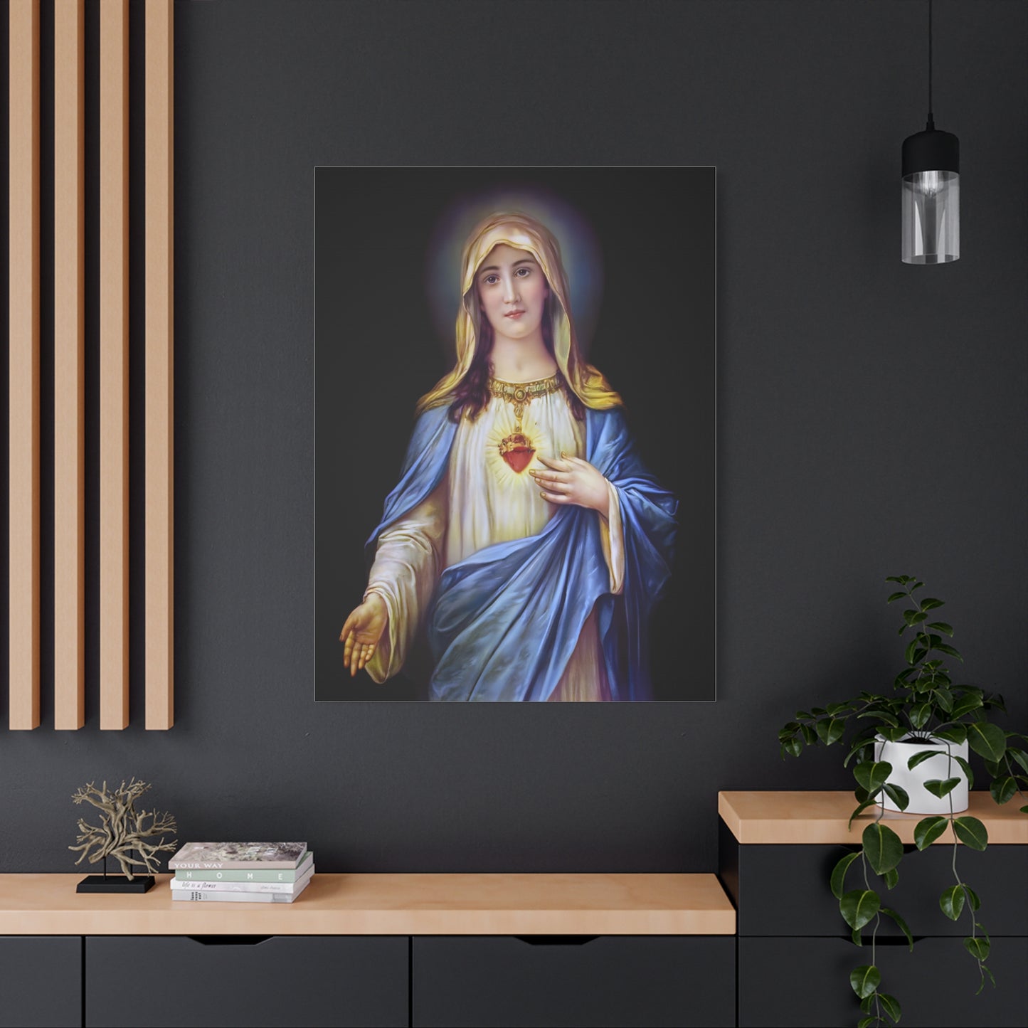 Immaculate Heart Mother Mary - Catholic Canvas Wall Art, Christian Decor