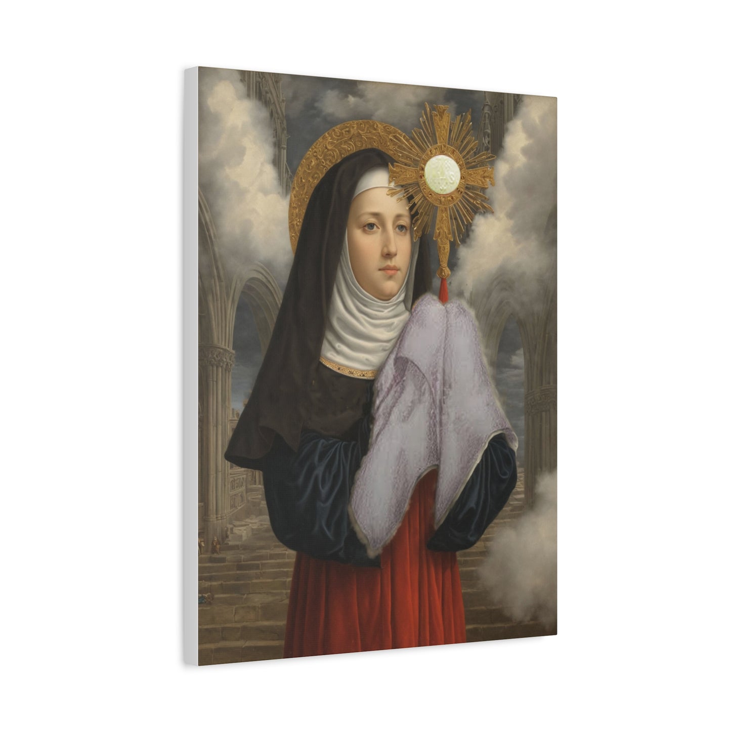 St. Juliana of Liege Catholic Canvas Wall Art, Christian Decor