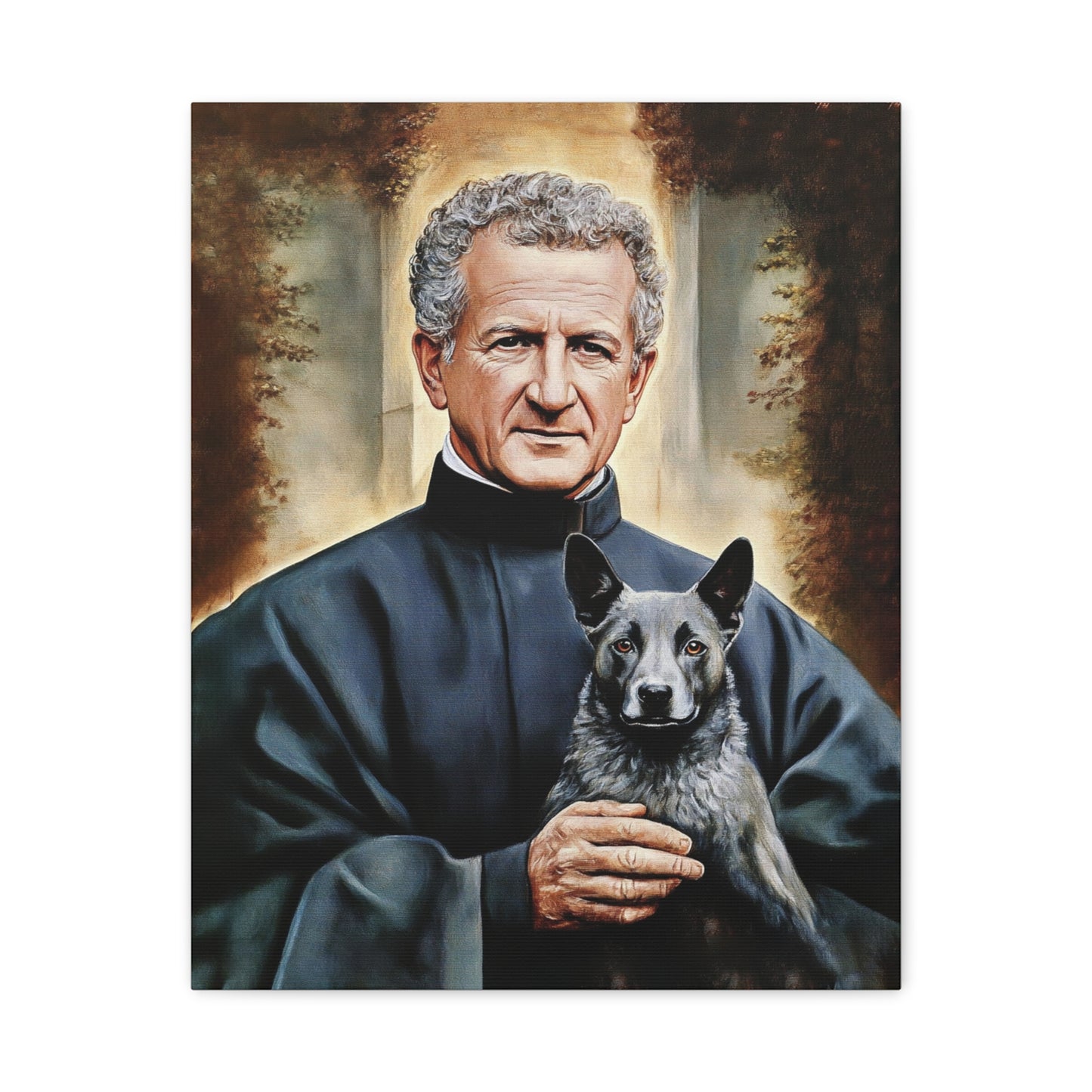 St. John Bosco and Grigio Catholic Canvas Wall Art, Christian Decor