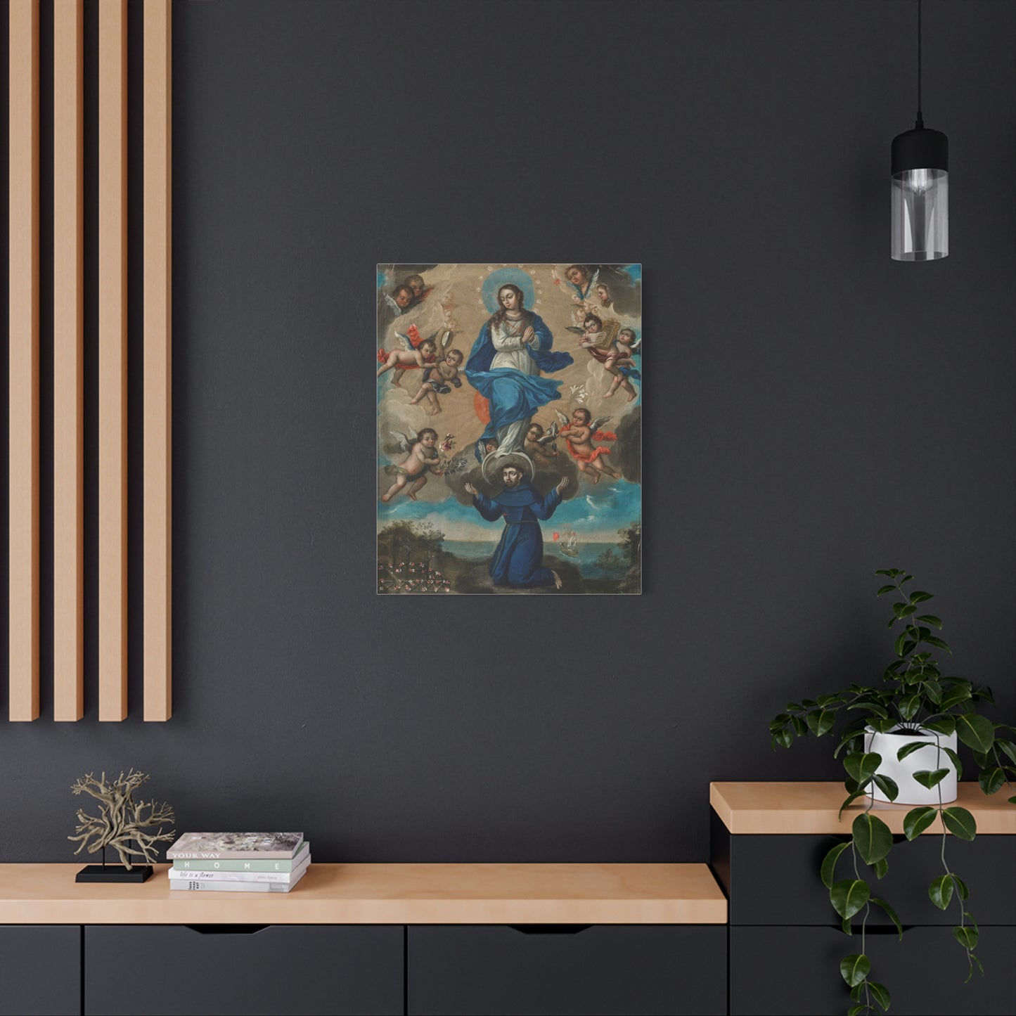 Immaculate Conception with Saint Francis and Angels Catholic HQ Print on Canvas Ready To Hang - Virgin Mary Canvas