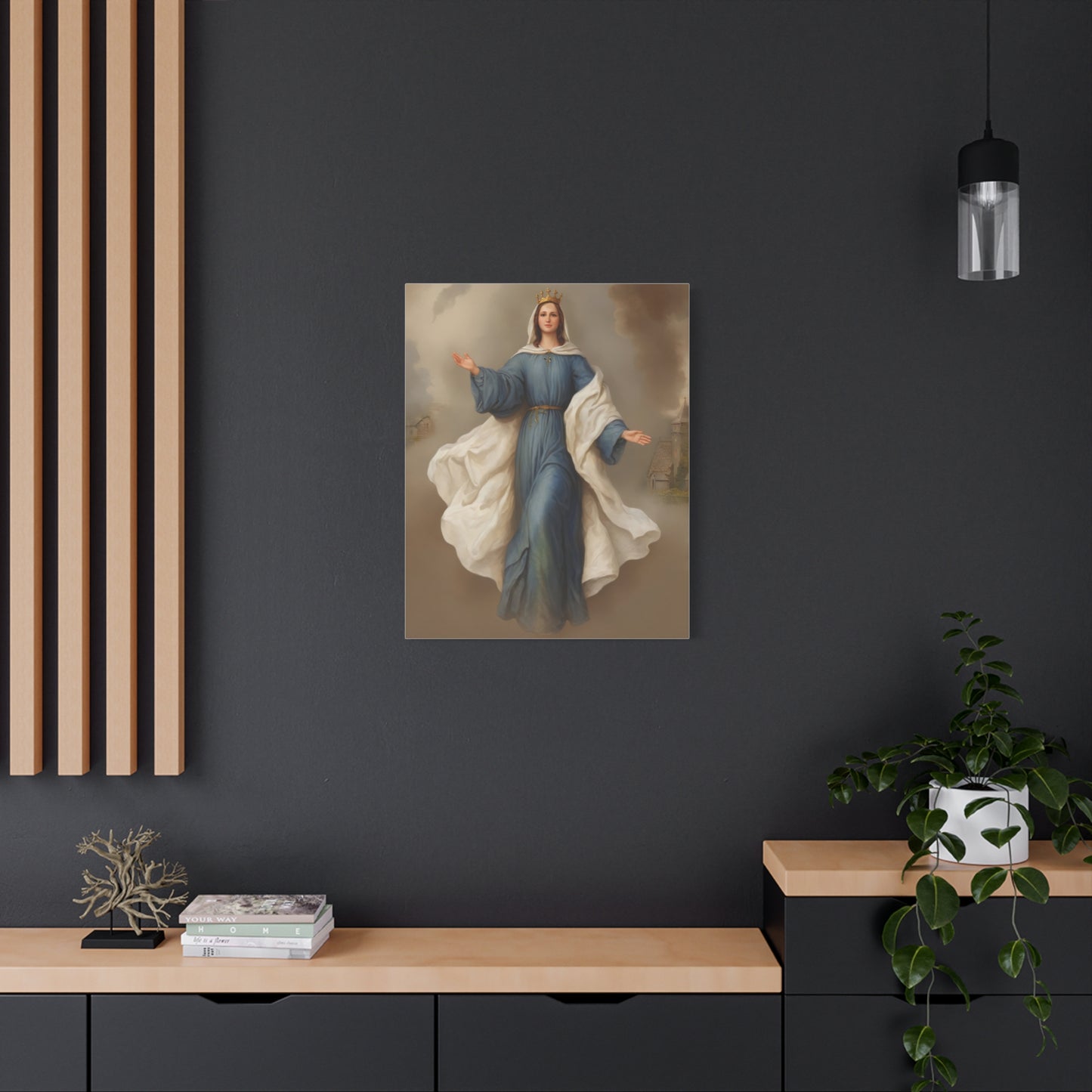 Mother Mary Our Lady of Knock Catholic Canvas Wall Art, Christian Decor