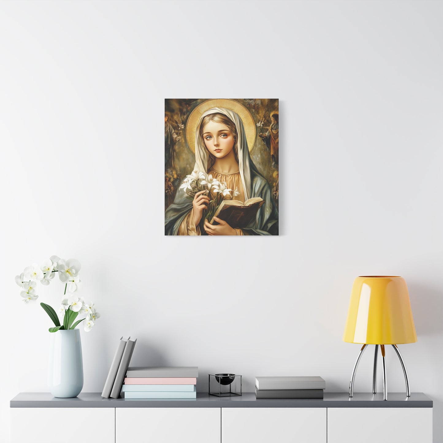 St. Dymphna Catholic Canvas Wall Art, Christian Decor