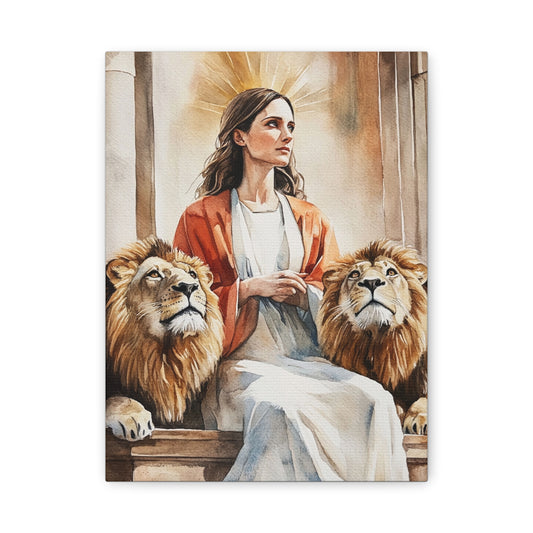 Ready To Hang - St. Prisca with Lions Catholic Canvas Wall Art, Christian Decor