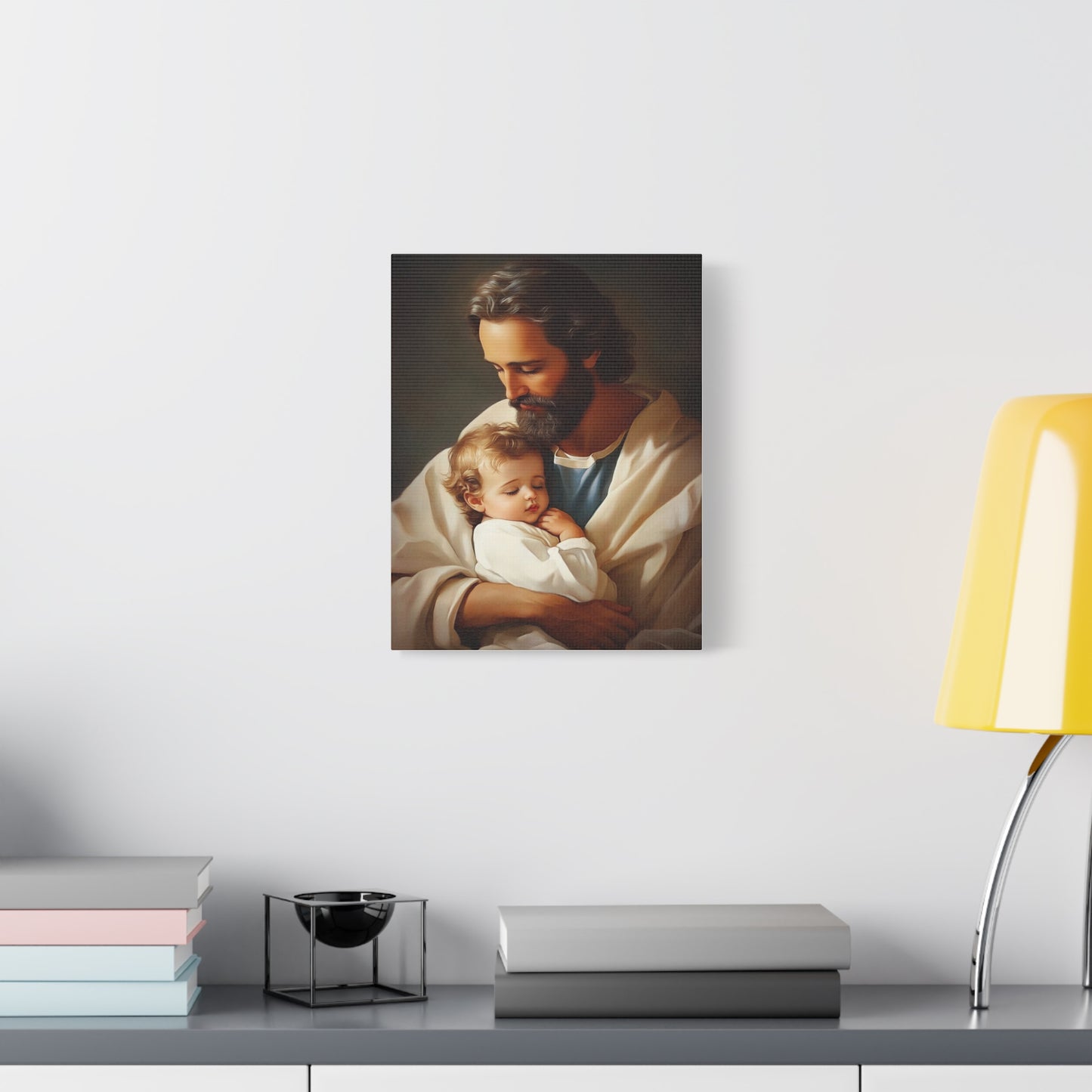 St. Joseph and Jesus Catholic Canvas Wall Art, Christian Decor