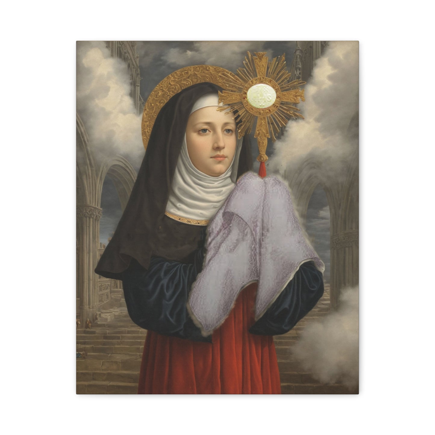 St. Juliana of Liege Catholic Canvas Wall Art, Christian Decor