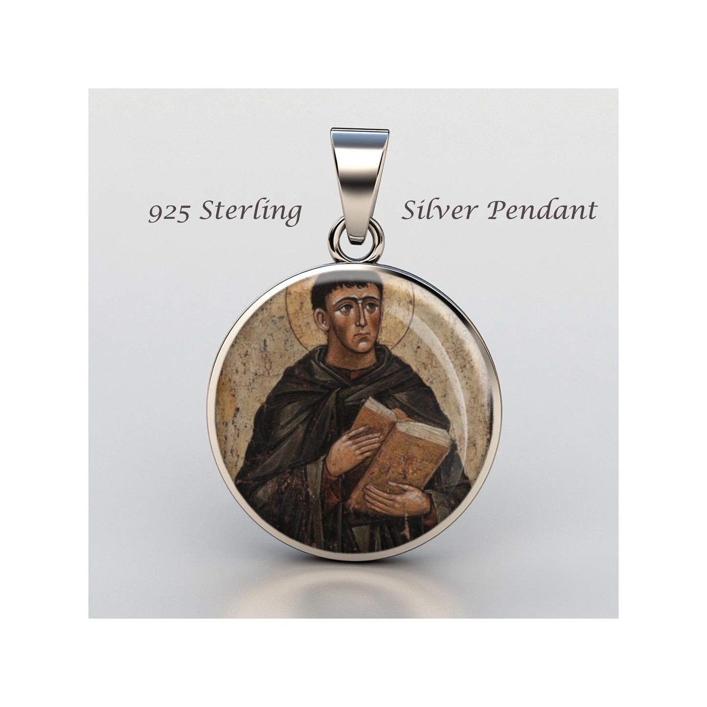 Saint John Theristu Religious Devotional sterling silver 925 Christian Medal Patron Pendant