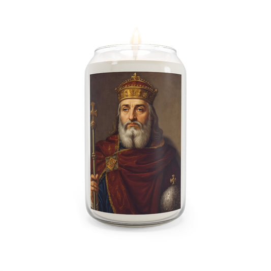 Blessed Emperor Charlemagne of France Catholic Serenity Scented Candle, 13.75oz | Relaxation Gift, Home Decor, Calm Atmosphere, Religious