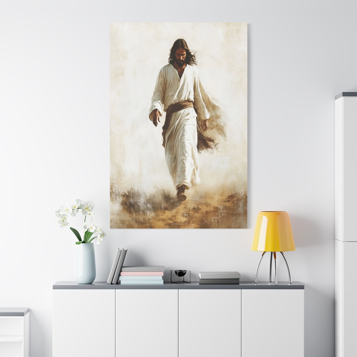 Jesus Christ Walking Through The Desert Catholic Canvas Wall Art, Christian Decor