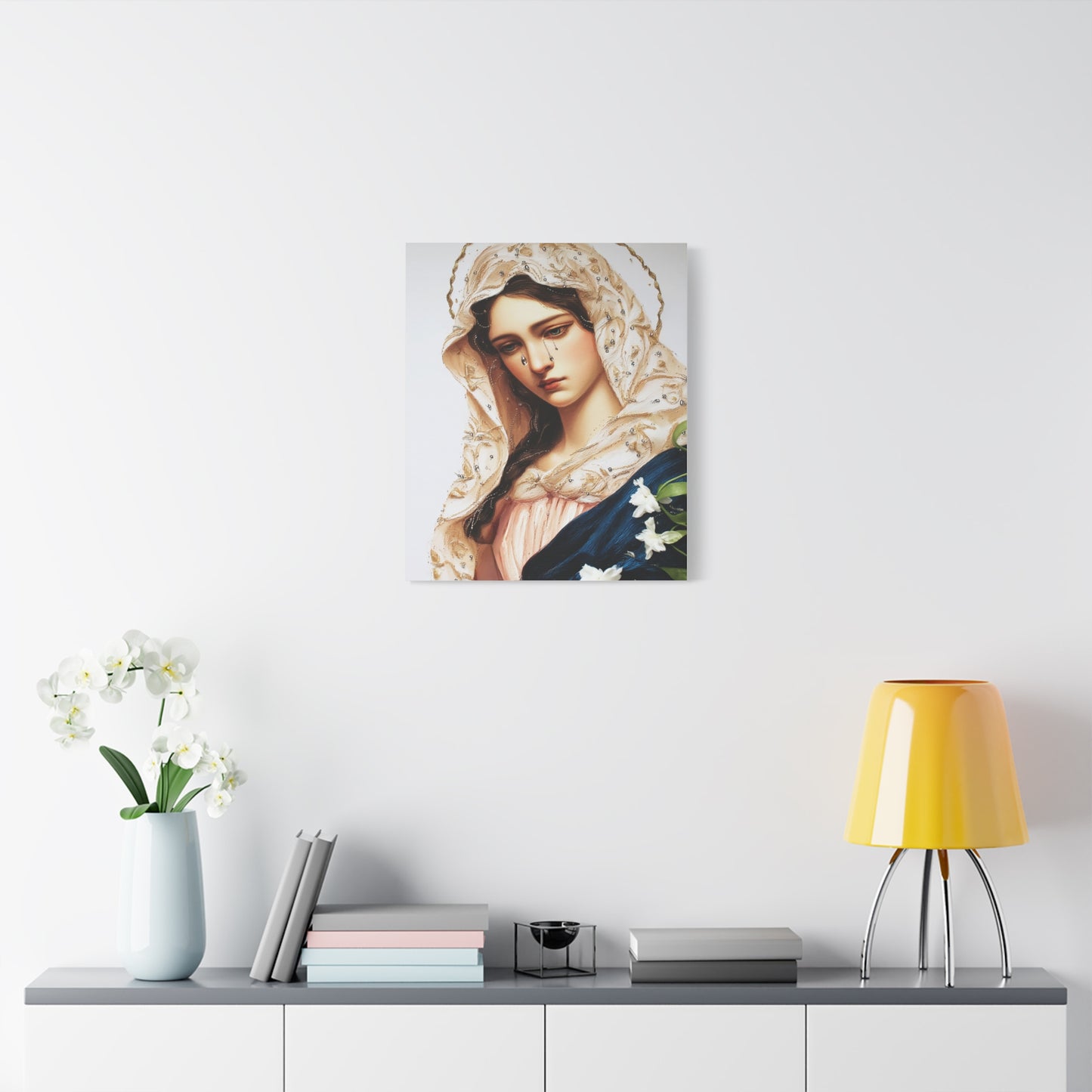 Ready to Hang - Our Lady Tears Catholic Canvas Wall Art, Christian Decor