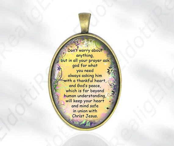 Don’t worry about anything Philippians Bible Quote Catholic Christian Medal Oval Pendant