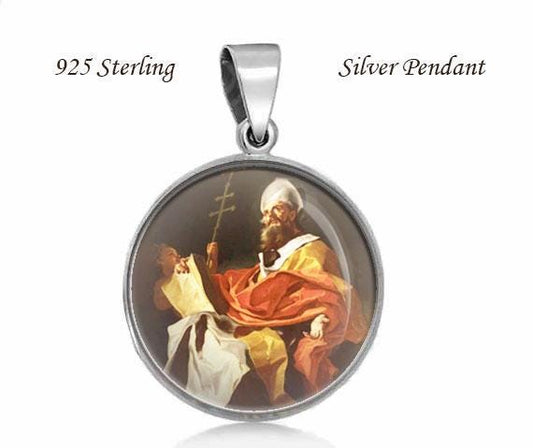 St. Athanasius 925 Sterling Silver Medal Round Pendant 20mm Jewelry for Necklace