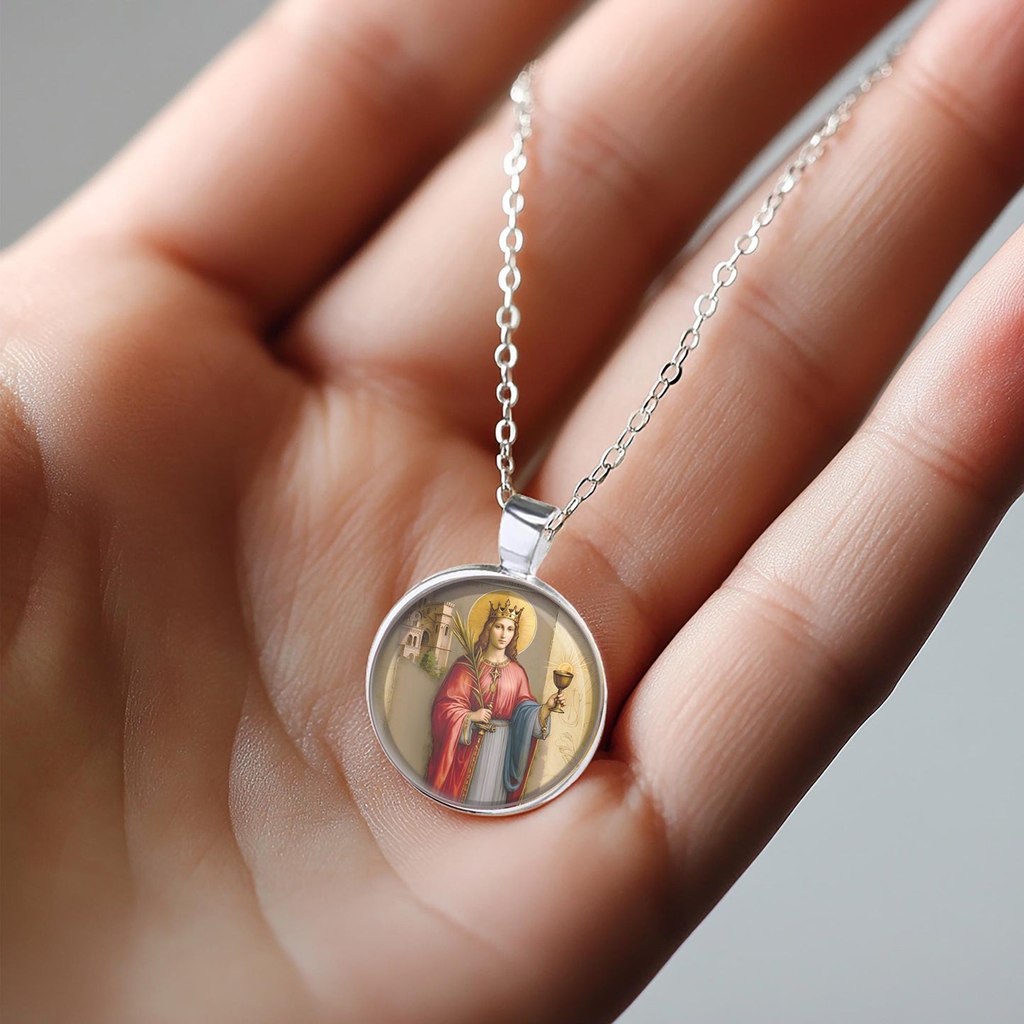St Barbara Catholic Necklace Pendant Patron Saint