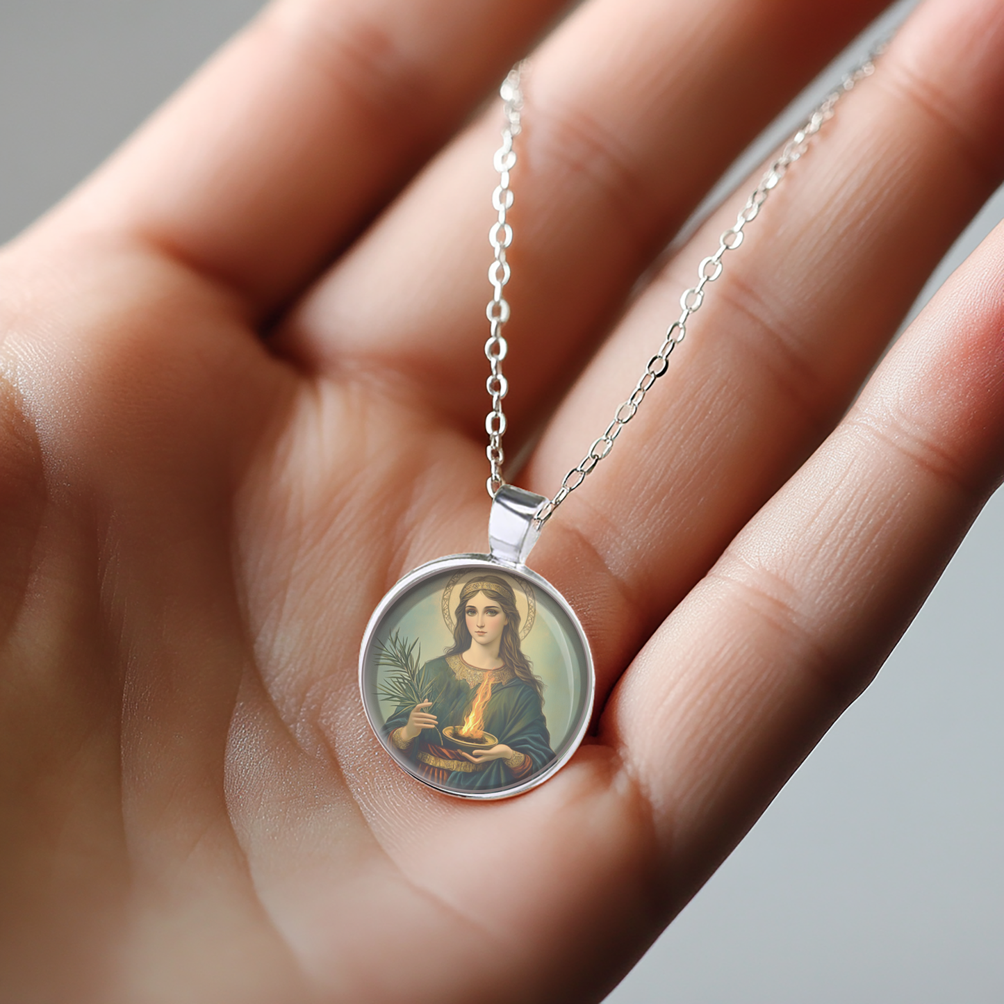 St. Agatha Necklace Catholic Saint Pendant Medal image 3