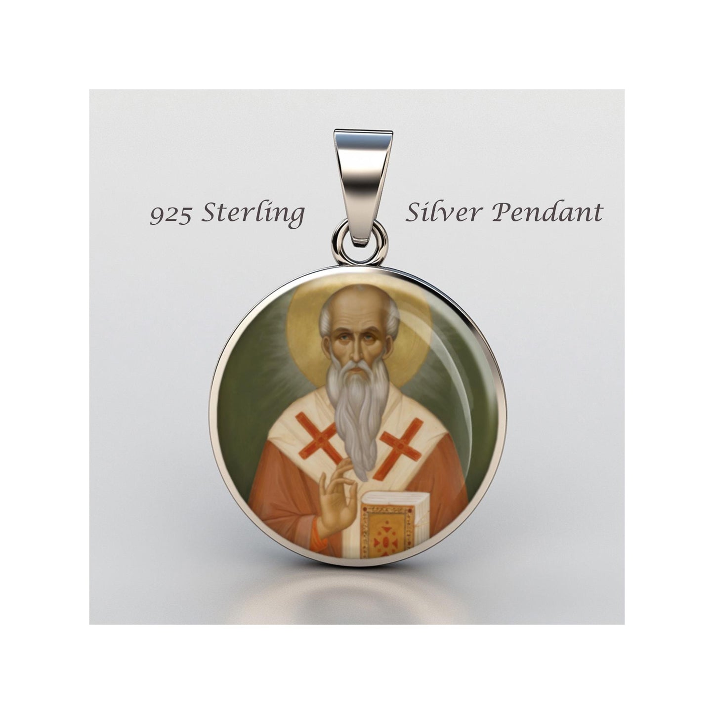 Saint Polycarp Religious Devotional sterling silver 925 Christian Medal Patron Pendant
