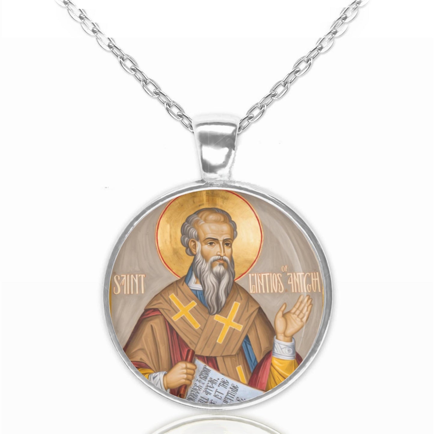 St Ignatius of Antioch Religious Necklace Christian Catholic Medal Pendant 25mm Round.