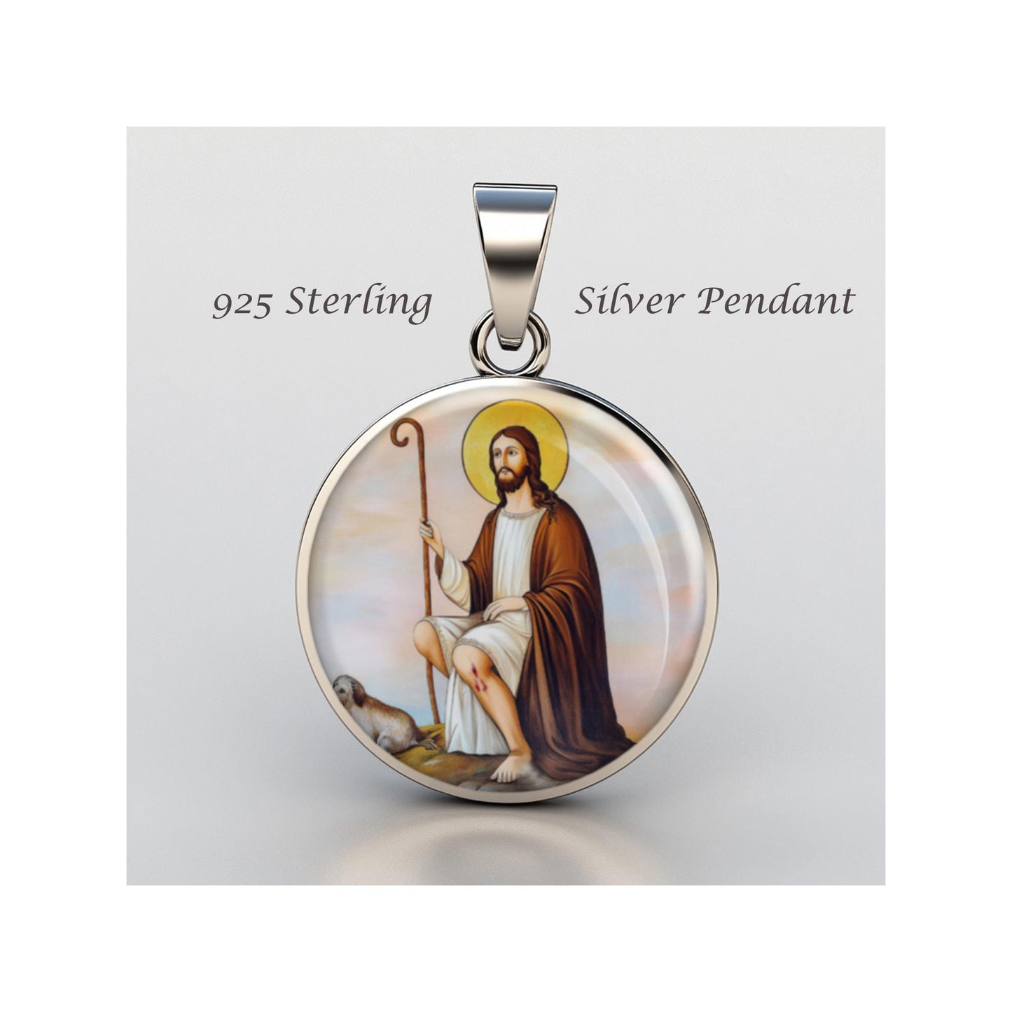 Saint Roch Religious Devotional sterling silver 925 Christian Medal Patron Pendant