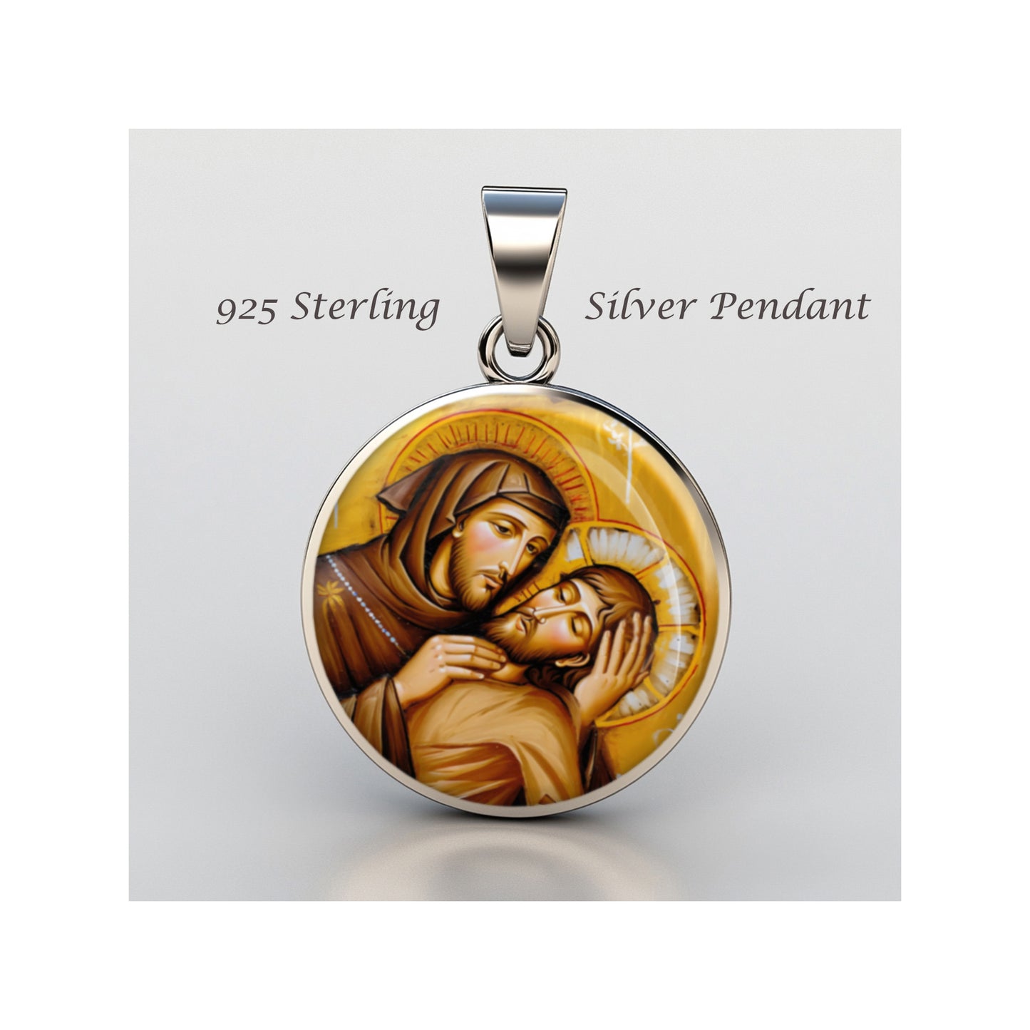 Saint Francis Of Assisi And Christ Catholic sterling silver 925 Christian Medal image 0