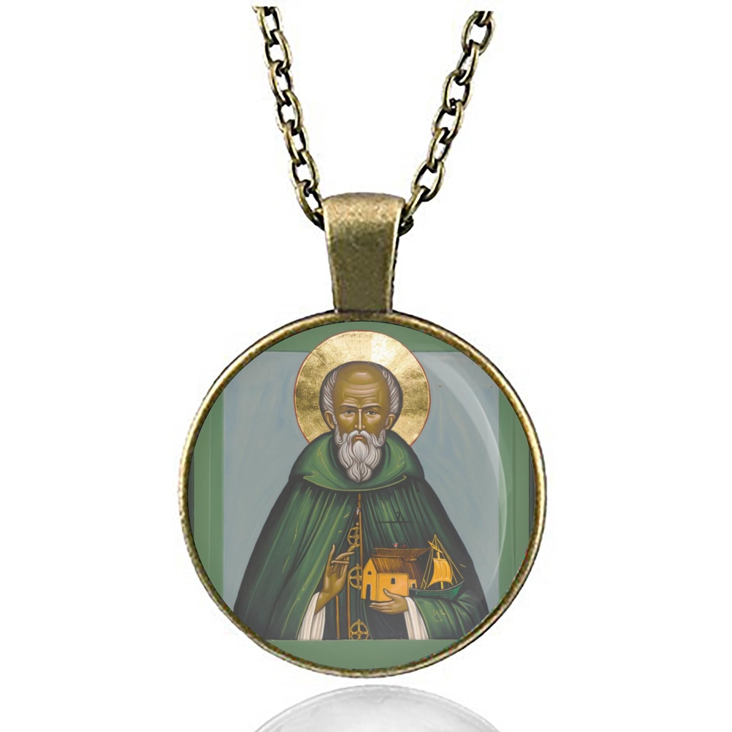 St. Brendan the Navigator Religious Necklace Medal Pendant Jewelry