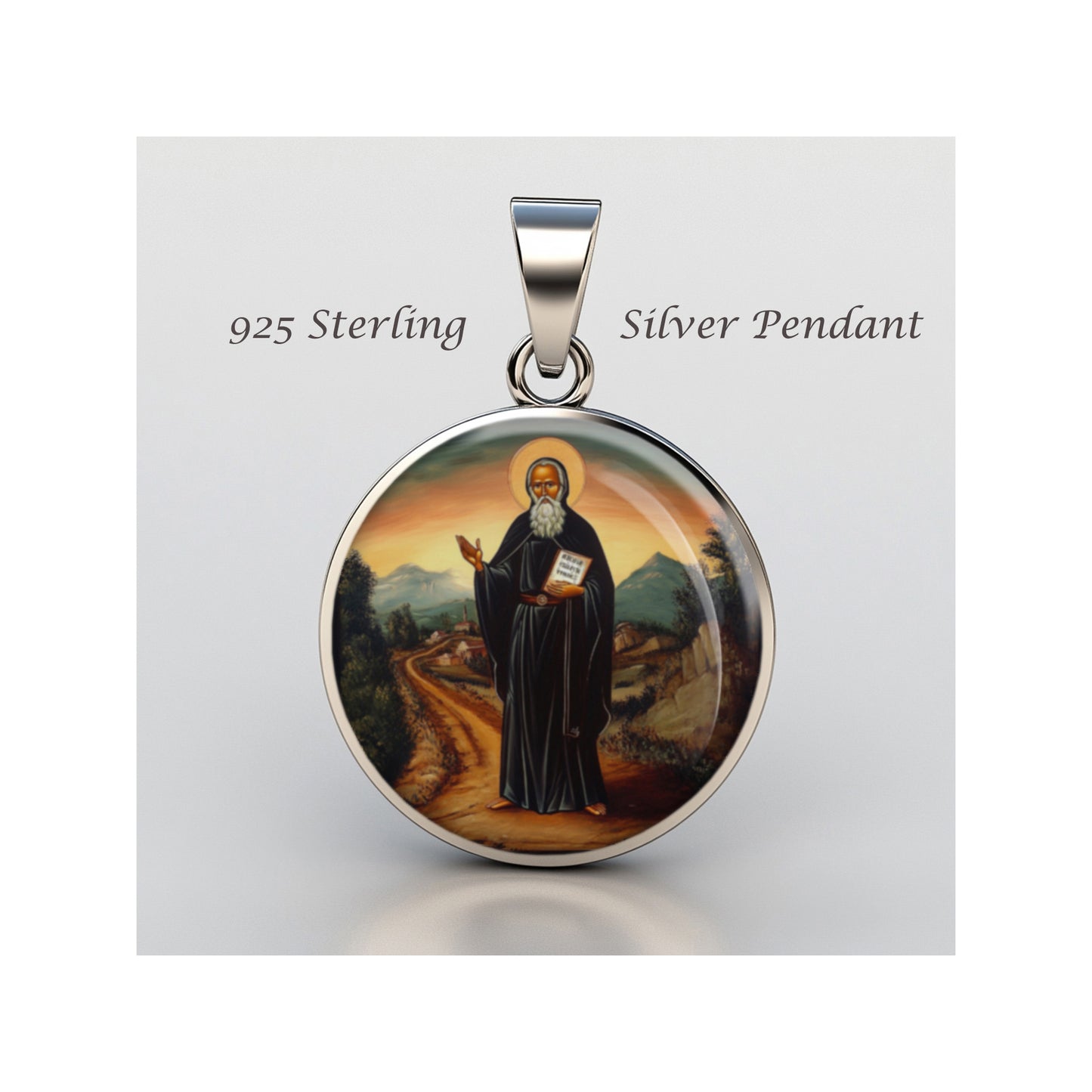 Saint Cyriacus The Hermit Of Palestine Catholic sterling silver 925 Medal image 0
