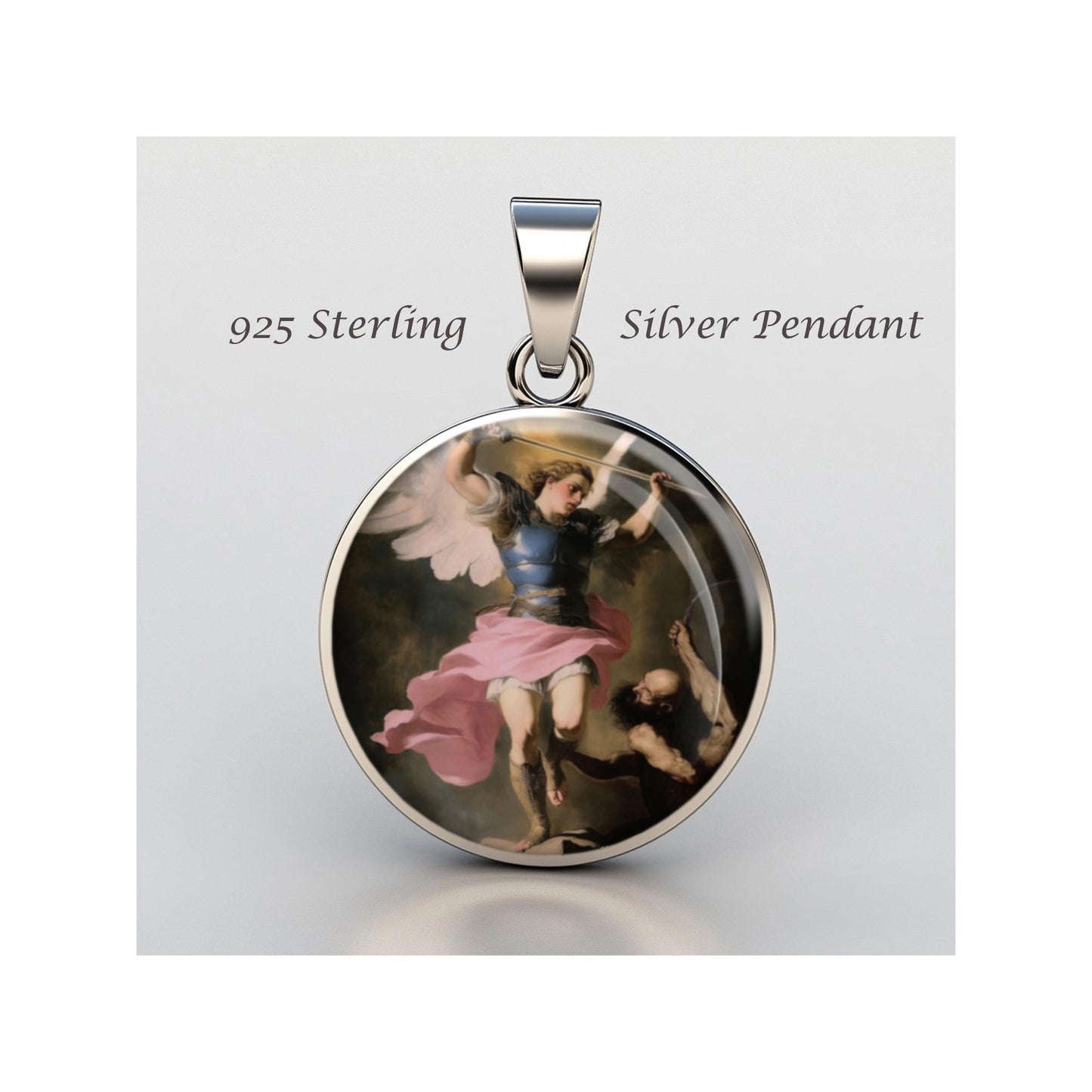 Saint Michael The Archangel Religious Christian sterling silver 925 Christian Medal Patron