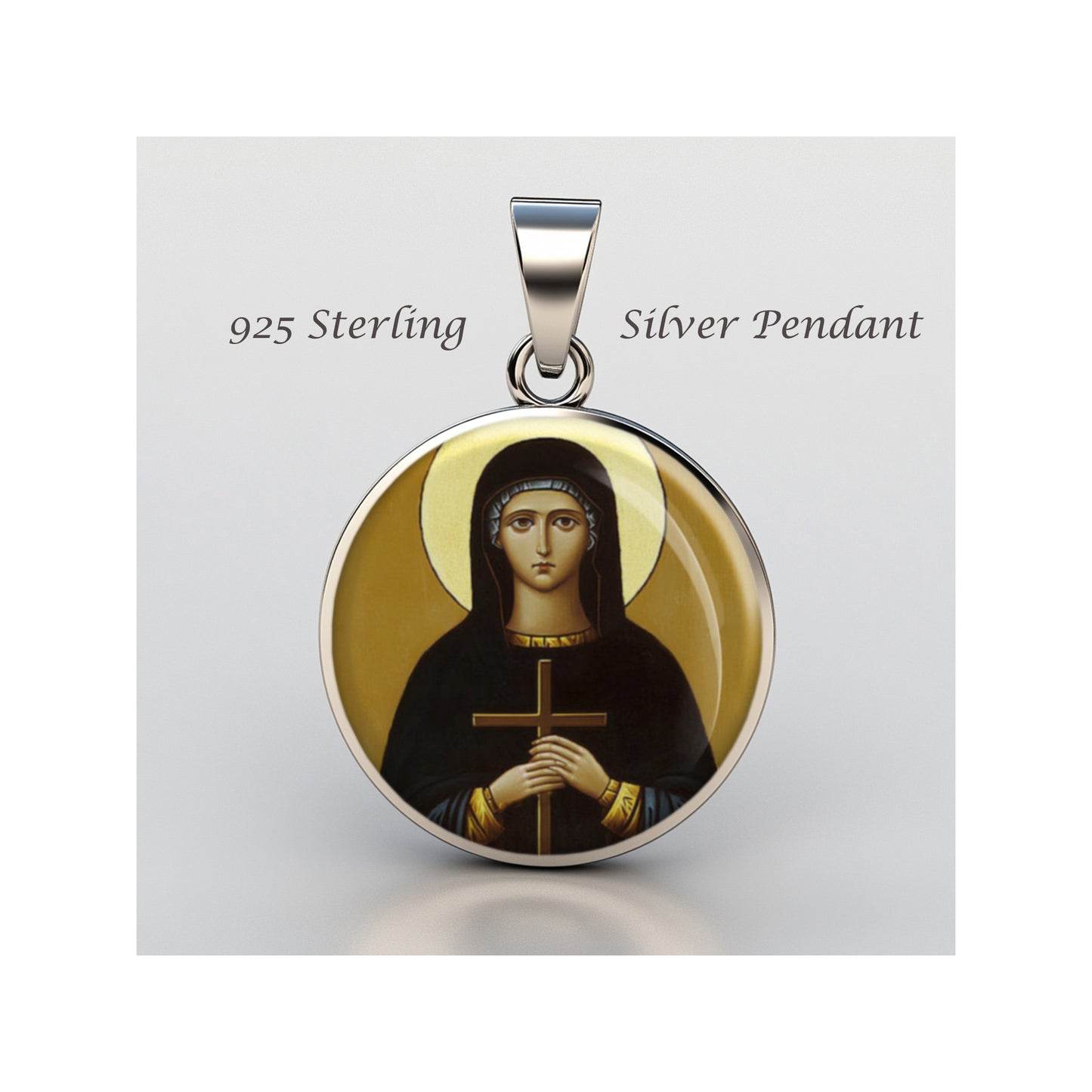 Saint Pelagia Catholic sterling silver 925 Christian Medal Patron Pendant image 0