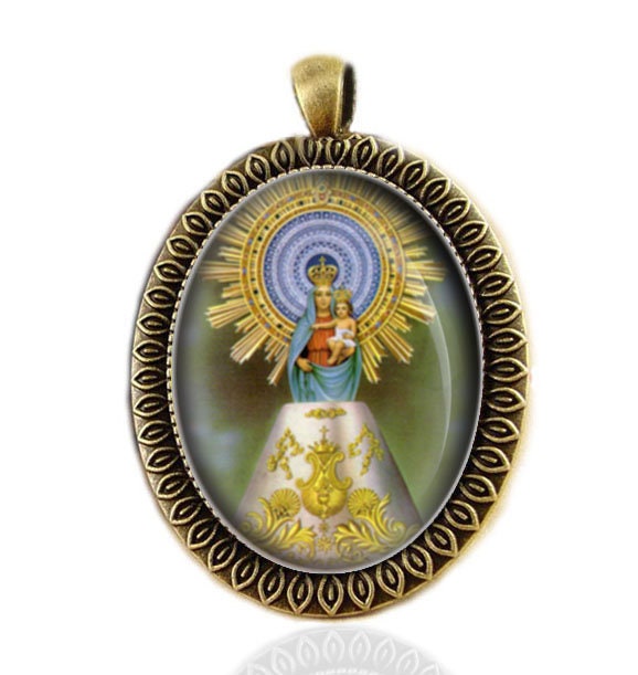 Our Lady of Pilar Pillar Virgin Mary Medal Catholic Bronze Tone Jewelry NEW