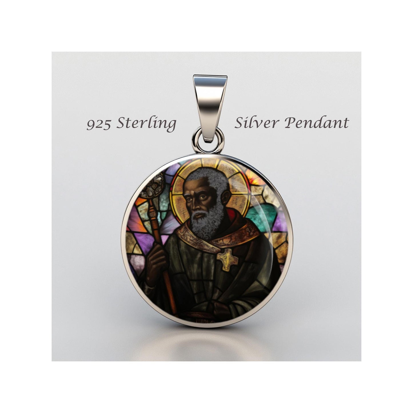 Saint Benedict The Moor Religious Devotional sterling silver 925 Christian Medal Patron