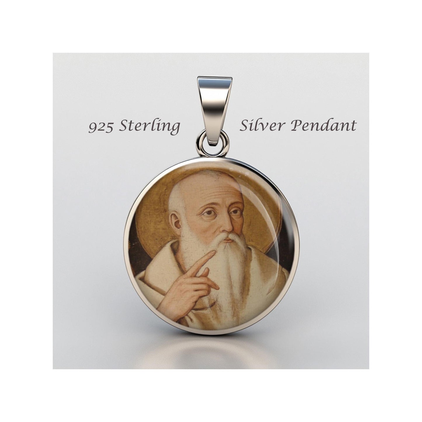 Saint Romuald Religious Devotional sterling silver 925 Christian Medal Patron Pendant