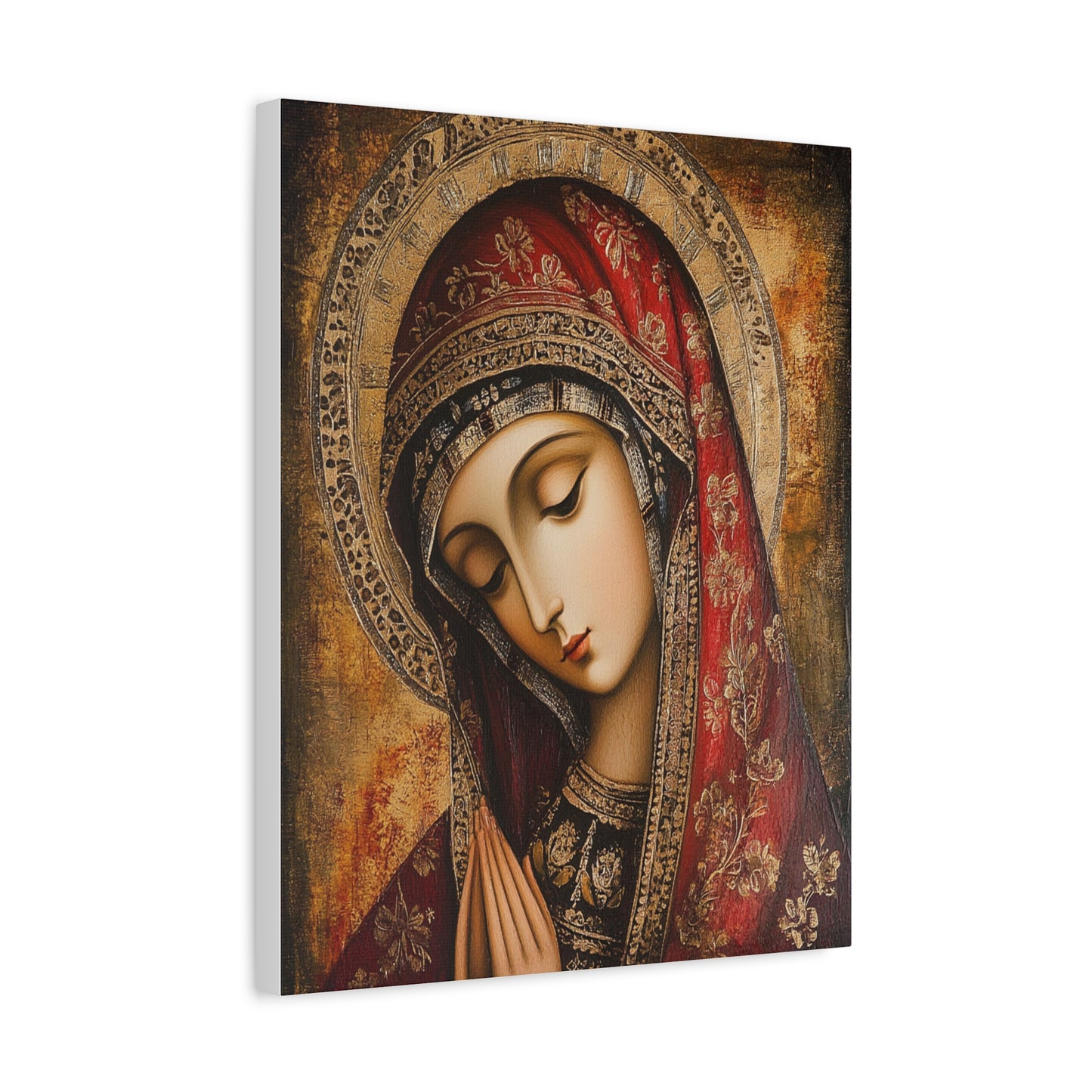 Holy Mary Icon in Byzantine Style - Canvas Wall Art, Christian Decor