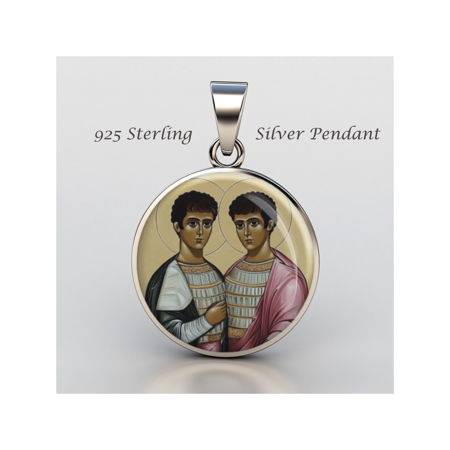 Saint Sergius And Bachus Catholic sterling silver 925 Christian Medal Patron image 0