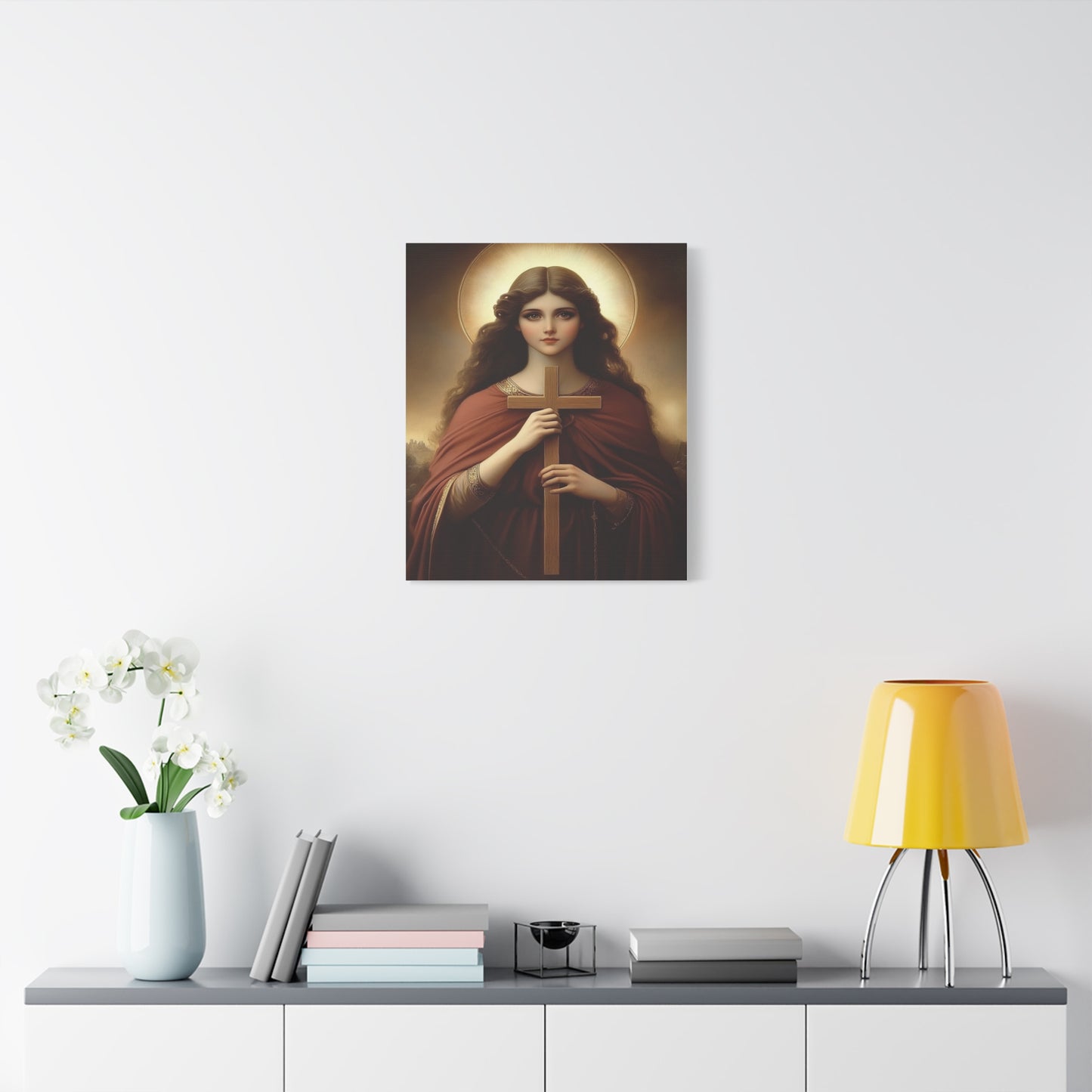 St. Helena and the True Cross Catholic Canvas Wall Art, Christian Decor