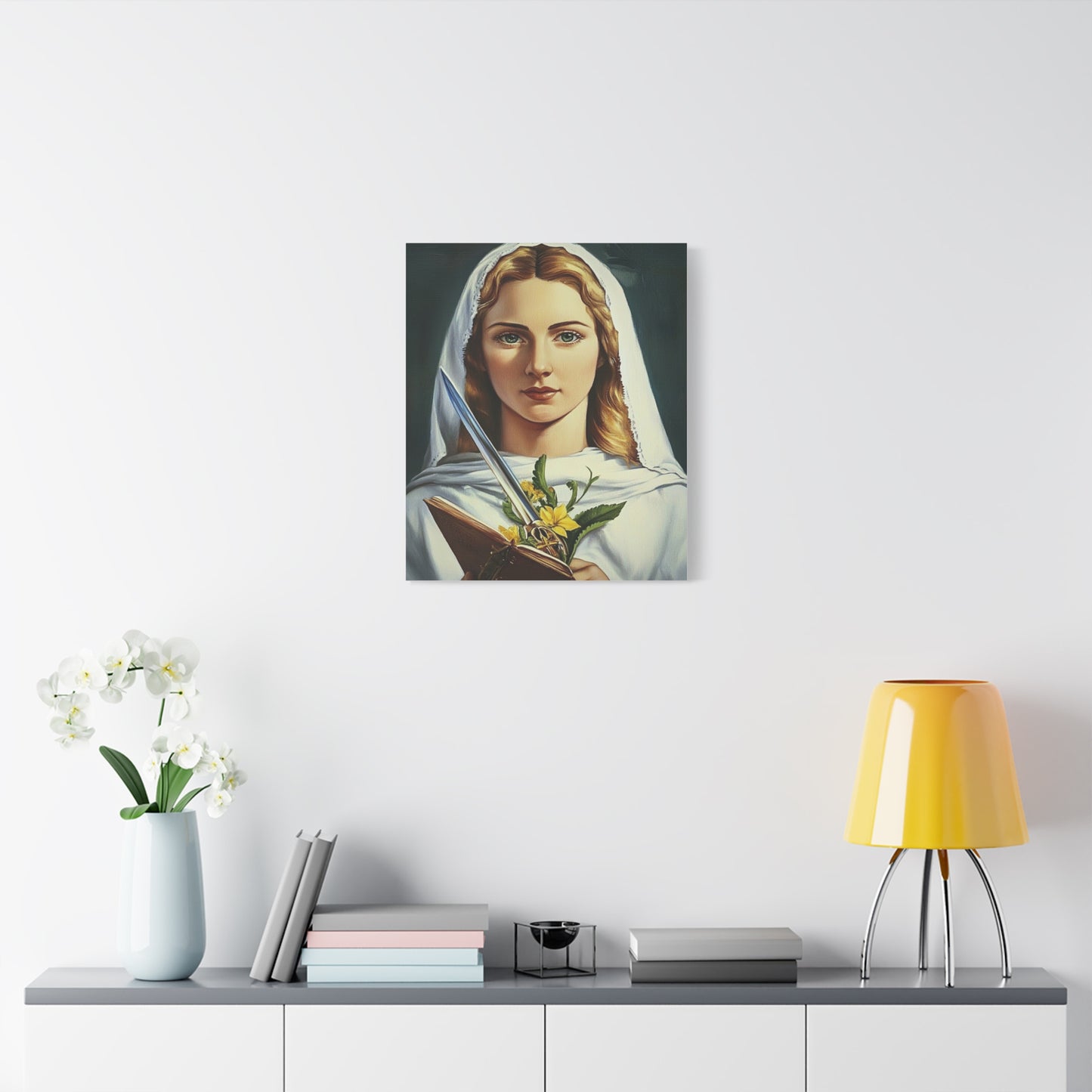 St. Dymphna Catholic Canvas Wall Art, Christian Decor