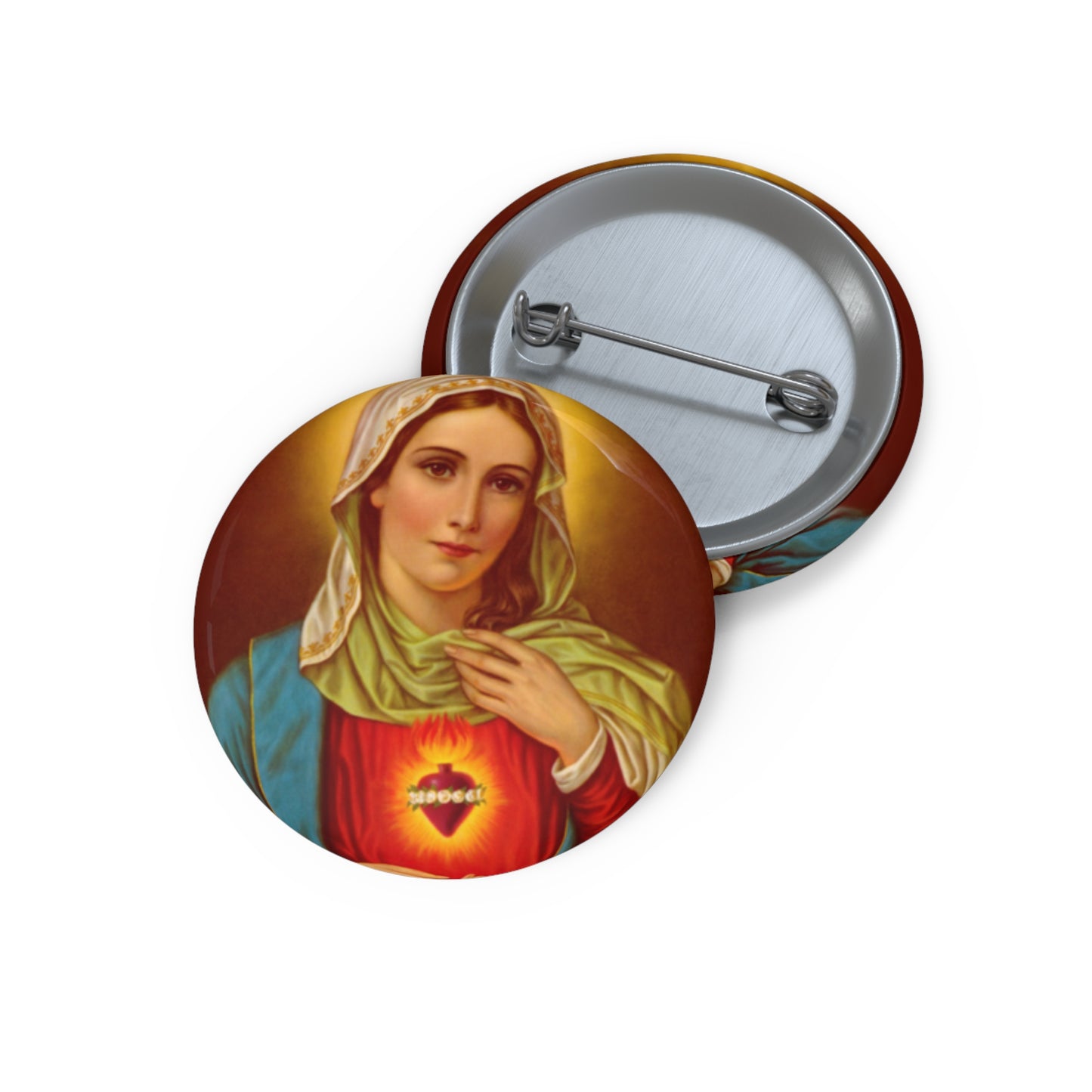 Pin Buttons, Immaculate Mary Catholic Religious Gift, Button Pins, Custom Badge, Mother Mary, Christian Accessories
