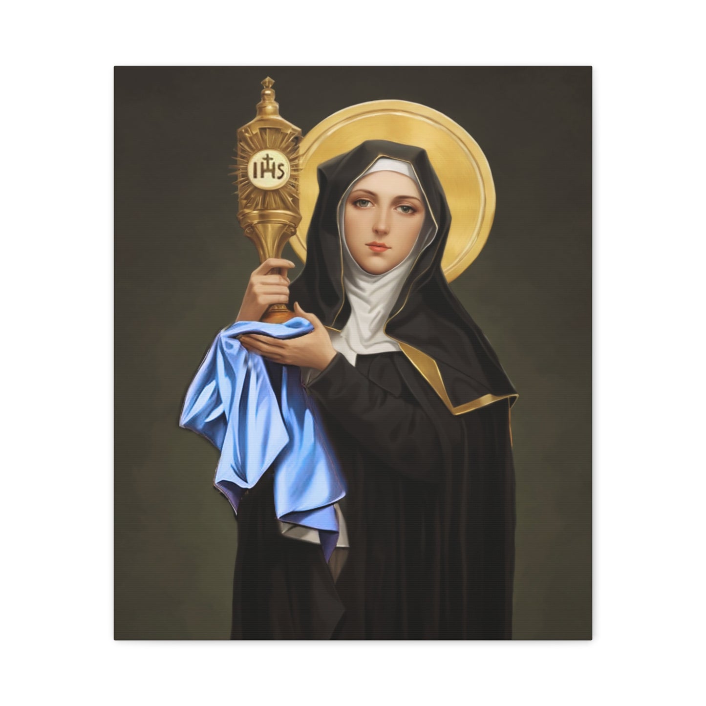 St. Clare of Assisi Catholic Canvas Wall Art, Christian Decor