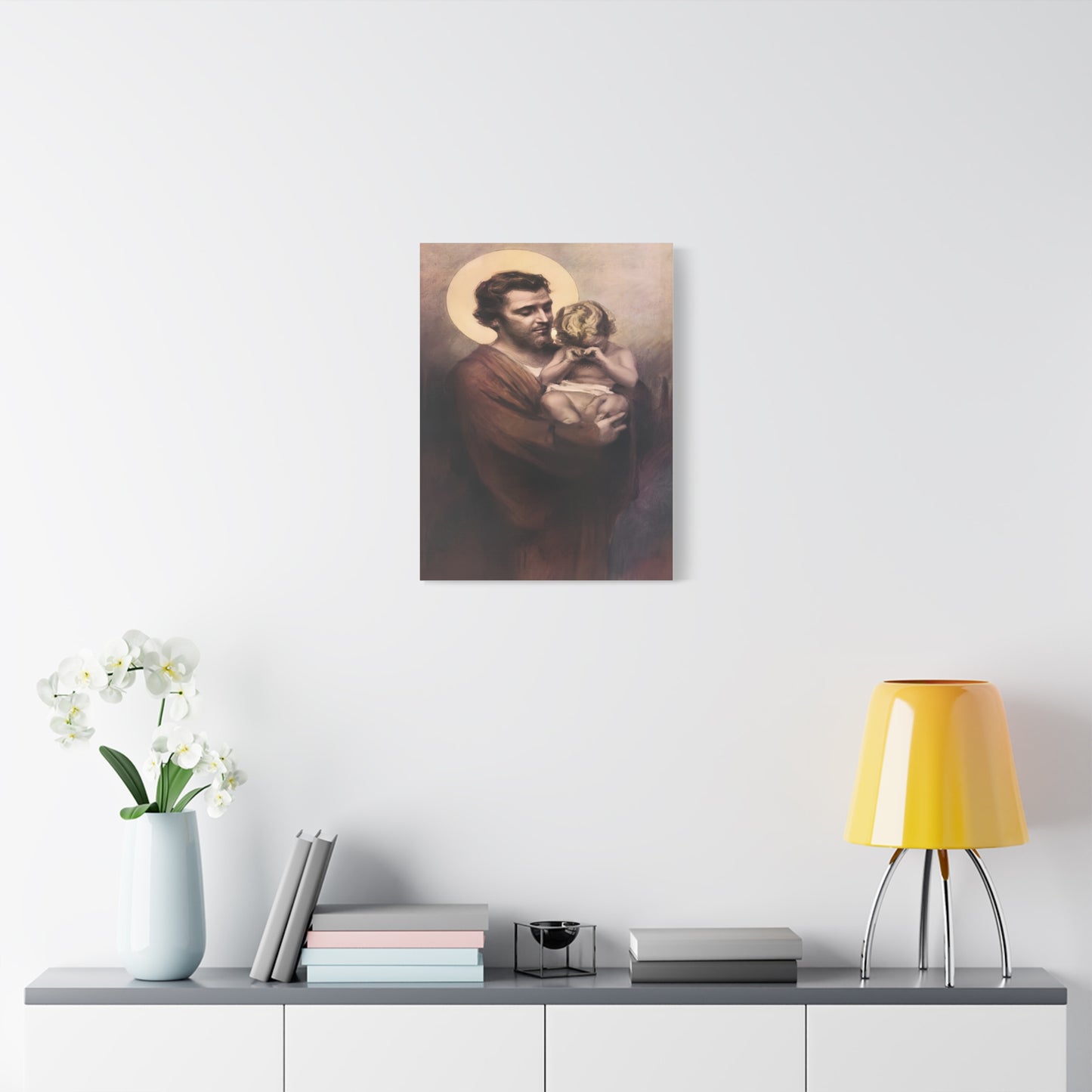 St. Joseph & Child Jesus Crying - Chambers - Catholic Canvas Wall Art, Christian Decor
